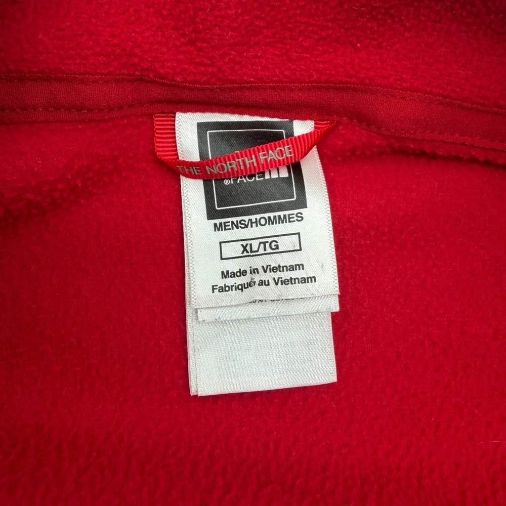The North Face Mens XL Red Full Zip Fleece Jacket Mock Neck Chest Pocket Logo
